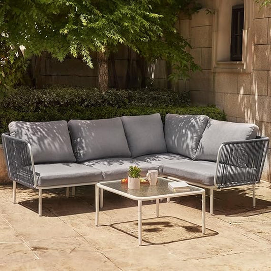 EAST OAK MM44BU1 Patio Furniture Set, 5-Piece, Navy Blue & Dove Grey